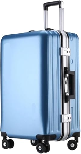 Durable Aluminum Frame USB Rechargeable Hard Shell Carry-On Luggage with Wheels(Blue,20inch)