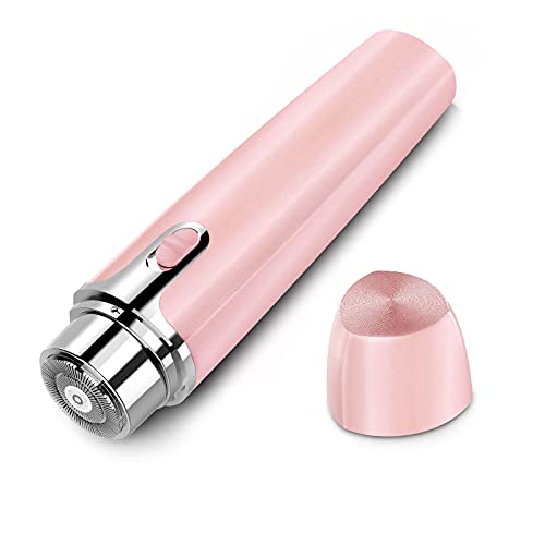 Facial Hair Removal Device for Women – Electric Face Shaver Razor and Trimmer with Stainless Steel Floating Mesh Double Blades for Safe, Painless Removal of Peach Fuzz from Cheeks, Lip, Chin, Bikini