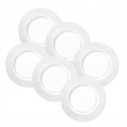 Wilmax - Assiettes avec motif en relief - 6 pièces - Ø 18 cm - plates en porcelaine blanche - table - Lavables au lave-vaisselle - à petit-déjeuner - à dessert