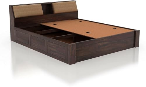 Image of FurnitureSheesham Mayor King Bed for Bedroom /Hotel /LivingRoom with Headboard /Box Storage Solid Wood King Box Bed | Finish Color - Walnut, DIY