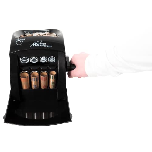 Royal Sovereign 1 Row ECOFriendly Manual Hand Crank Coin Counter/Sorter (QS2N), Single,Black