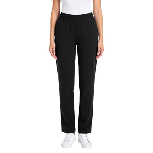Image of Scrub Pants for Women Drawstring Waist with Straight Leg High Waisted Solid Color Soft Breathable Pants with Pockets