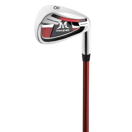 MAZEL Golf Individual Iron 1,2,3,4,5,6,7,8,9, Golf Iron with Steel Shafts for Right Handed Golfers (Graphite,Black Red, 8 Iron, Regular, Right)