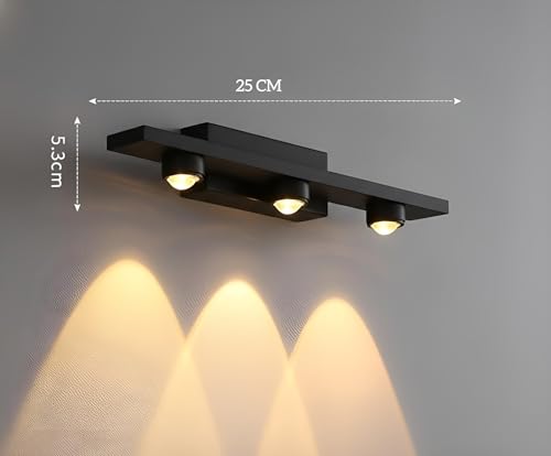 Image of FILLISKA LED Mirror /Picture /Vanity Light with Warmwhite Light and Luxurious Gold Finish (3 LED Matt Black-985B)