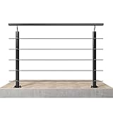 AICA 150x100cm Barandillas de aluminio, uso interior y exterior - Negro mate - fijaciones al suelo