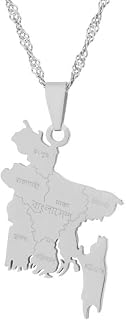 Fashion Popular Map Of Bangladesh Necklace For Men Women - Vintage Bangladesh Map Necklace Chain Necklace Men Water Wave Chain Charm Necklace For Women Men Trendy Jewelry