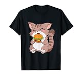 Japonés Kawaii Anime Burger Cat Camiseta