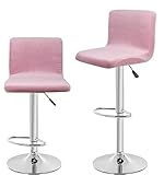SONNACH Velvet Bar Stool Seat Covers, Square Barstool Covers Slipcovers,Counter Height Chair Covers (2, Pink)