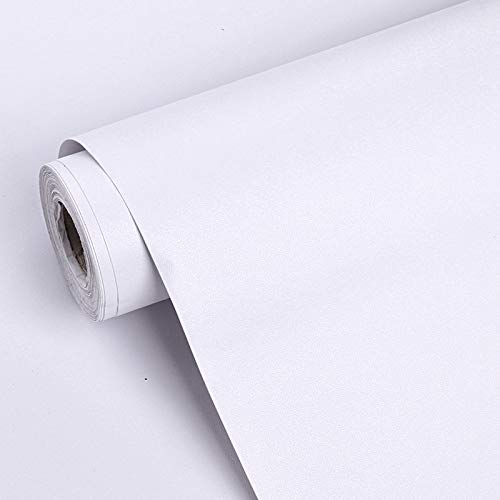 Solid White Peel and Stick Wallpaper – Extra Wide & Thick - Use as Contact Paper, Wall Paper, or Shelf Paper - Easily Removable Wallpaper - Solid White Color Wallpaper (White) - 23.6” Wide x 118” Long