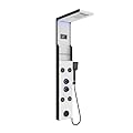 ELLO&ALLO LED Rainfall Shower Head and Rain Massage System with Body Jets Stainless Steel Bathroom Shower Panel Tower System with Shelf, Marble&Black