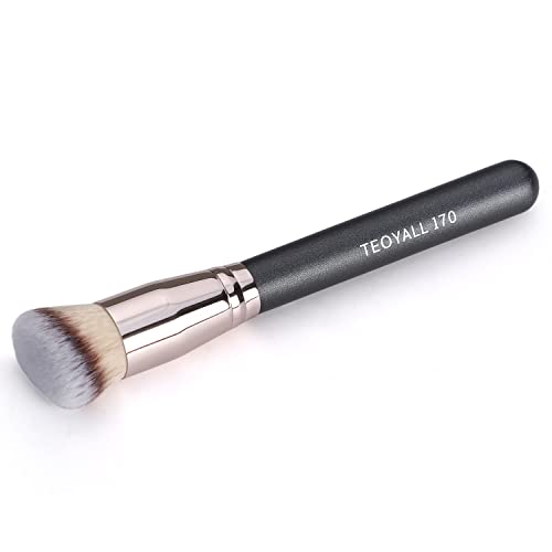 Teoyall Angled Kabuki Foundation Brush, Dense Synthetic Contour Brush For Bronzer Liquid Foundation Cream Powder Blending Buffing Stippling Brush (170) #TOP5