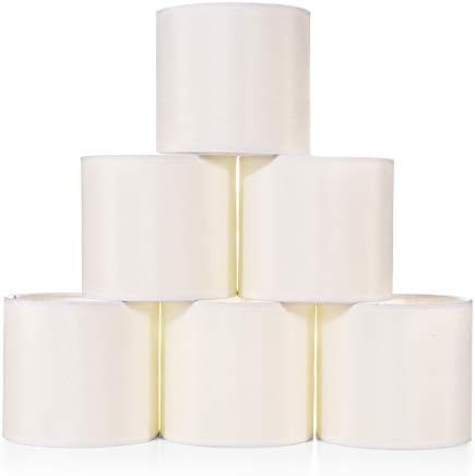 Wellmet Small Lamp Shades,ONLY for Candle Bulbs,Clip-on Drum Mini Lampshades,Set of 6, 5.5"x 5.5"x5",Cream White