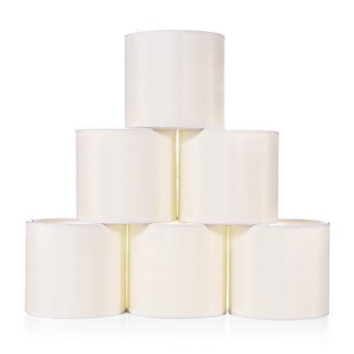 Wellmet Small Lamp Shades,ONLY for Candle Bulbs,Clip-on Drum Mini Lampshades,Set of 6, 5.5"x 5.5"x5",Cream White by Wellmet - Used condition - US$44.62