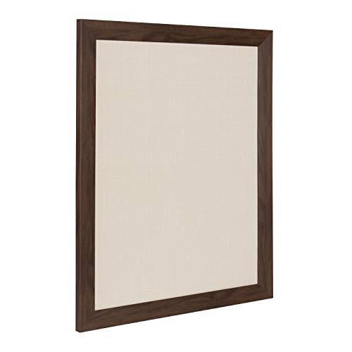 DesignOvation Beatrice Framed Linen Fabric Pinboard, 23x29, Walnut Brown