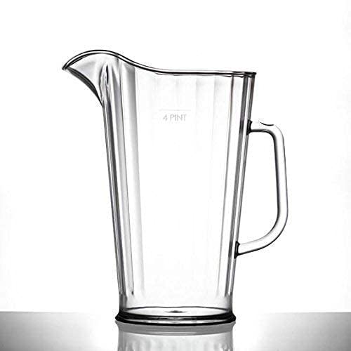 Plastic 4 Pint Jug | Virtually Unbreakable | Reusable | Strong Rigid Polycarbonate Pitcher | Made in UK | CE Marked | Trade Quality | Pimms / Beer / Juice