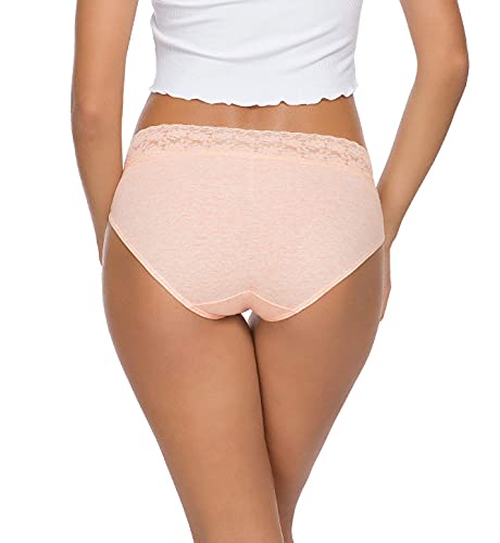 Wealurre Cotton Panties for Women Bikini Underwear Hipster Underpants Lace Briefs Pack