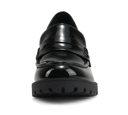 Image of Soda inchKinder inch ~ Women Slip On Chunky Mid Heel Lug Sole Penny Loafer Shoe