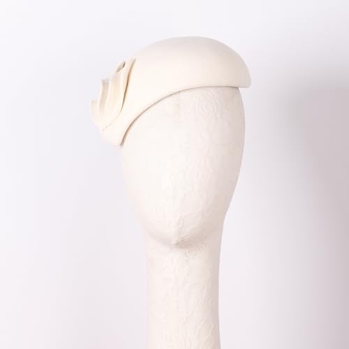 Image of Flower Womens Dress Fascinator Wool Felt Fedora French Pillbox Hat Party Wedding Teardrop Beret