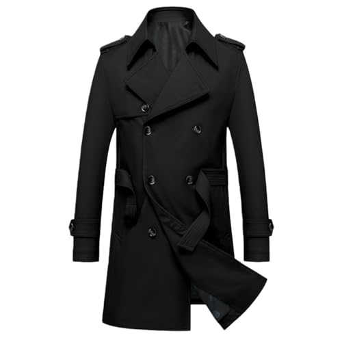Gabardina doble botonadura para hombre en color negro talla M