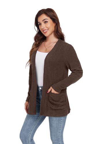 Image of GRECERELLE Womens Long Sleeve Lightweight Open Front V-Neck Casual Cardigan Sweaters Outerwear with Pockets 2025, S-2XL