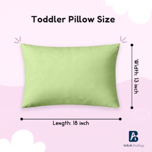Image of Atiksh Beddings Pack of 2 13x18 Inch Toddler Travel Pillow Cases - 100% Soft Egyptian Cotton, 600 Thread Count with Zipper Closure for Small Travel Pillows Cover, Sage Green