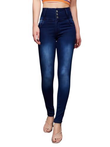 Image of Miss Chase Women's Skinny High Rise Regular /Cropped Length Stretchable Denim Jeans