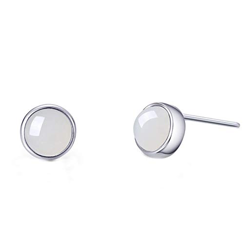 Pendientes de jade blanco antialérgicos MIYUAN para evitar irritaciones en orejas delicadas 2
