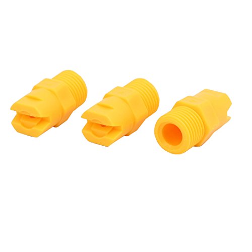 sourcingmap® 1/4PT Male Thread 80 Degree PP Standard Veejet Flat Fan Spray Tip Yellow 3pcs