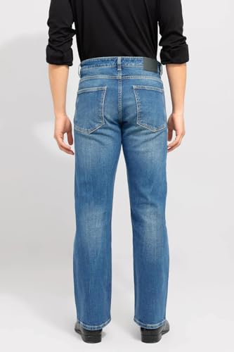 Image of Waltz Men's High Waist Stretchable Boot Cut Wide Leg Flared Casual Denim Bell Bottom Jeans Pants for Men - Comes in Multiple Sizes & Colours (Black, Dark & Light Blue, Grey, White & Khaki) 28 to 40