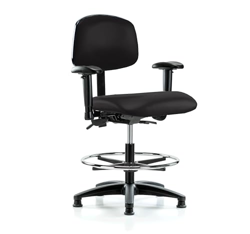 Image of Perch Task Chair with Foot Ring, Glides, 21 inch-28.25 inch, Black Vinyl