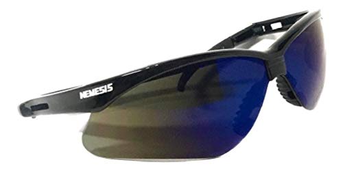 Óculos Proteção Nemesis Preto AZUL ESPELHADO Esportivo AIRSOFT Teste Balístico Paintball Resistente
