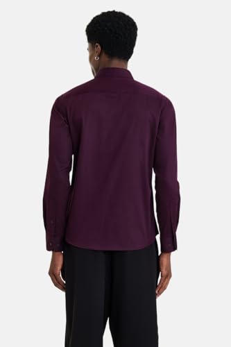 Image of SNITCH Men Formal Shirt | Modern Slim Fit Long Sleeve Spread Collar Solid Style | 100% Cotton Breathable Fabric for Office, Weddings & Festive Occasions Wear