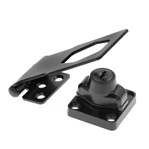 Prime-Line U 117208 Door and Gate Safety Hasp Hinge Latch with Keyed Twist Knob Lock 3-3/4 inch with Screws Matte Black (Single Pack) by PRIME-LINE - Used condition - US$12.80
