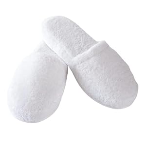 Luxury 100% Cotton Terry Spa Slippers in White – Large