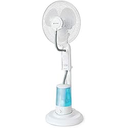 Ventilador Agua Tiger Grunkel - Ventilador de pie con nebulizador de agua - FAN16NEBULIZADOR - mando a distancia y temporizador hasta 8 horas. 3 velocidades, 3 modos y oscilación horizontal - 75W - Blanco