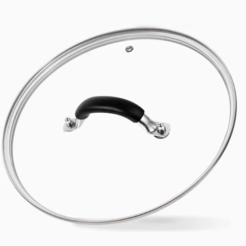 12 Inch Tempered Glass Lid for Lodge 12 Cast Iron Skillets & 7QT Dutch Ovens -Stainless Steel Handle and Rim (12 INCH LID)