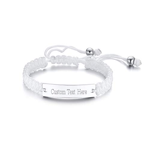 VNOX Customize Friendship Bridesmaid Gift Jewelry Set of 2,3,4,5 Handmade Braided Rope Bracelet,Adjustable (White, 1 Piece)