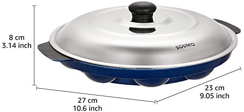 Image of Amazon Brand - Solimo Non-Stick 12 Cavity Appam Patra with Stainless Steel Lid