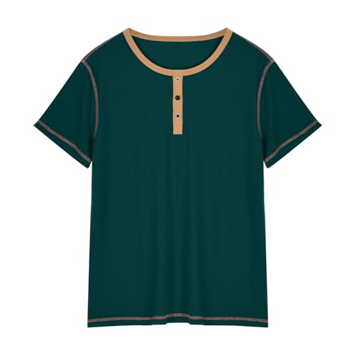 Men's Henley Shirts Short Sleeve Basic Casual Tops Button Up Crewneck T-Shirts Solid Slim Fashion Streetwear3