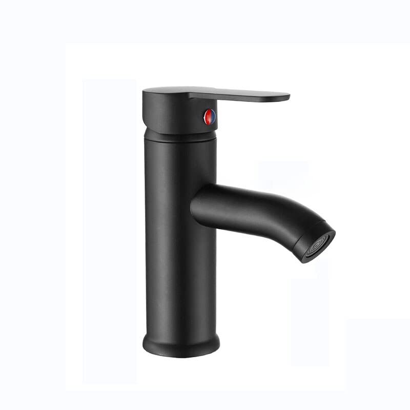 Robinet mitigeur noir mat court JCAKES pour lavabo de salle de bain eau chaude et froide
