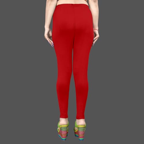 Image of Women's Solid Mid Rise Slim Fit Ankle Length Leggings - Comfortable and Stylish Yoga Pants for Workout, Running and Everyday Wear