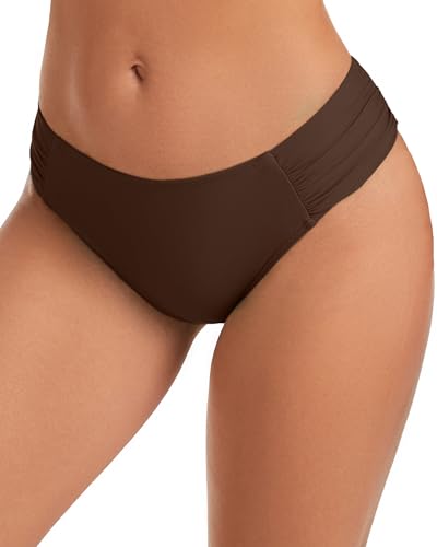 Image of Women's Bathing Suit Bottoms Full Coverage Ruched Bikini Tankini Bottom Swimsuit Brief
