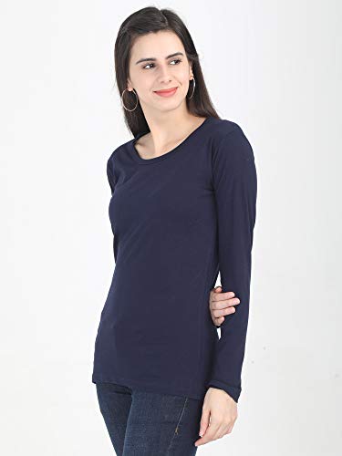 Image of FLEXIMAA Women's Cotton Plain Round Neck Full Sleeve T-Shirt