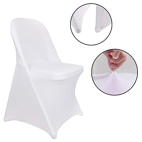 WedDecor White Stretch Chair Covers, 8pcs Cover
