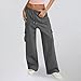 Womens Cargo Sweatpants - Oversized Fleece Wide Leg Baggy Joggers Pants, y2k Lounge Clothing, Fall Winter Fashion Dark Gray Sweatpants Women L