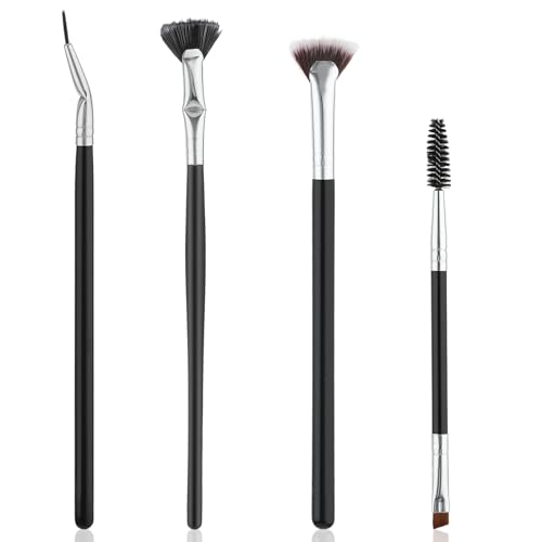4 PCS Mascara Fan Brush Eyelash Brush Eyelash Separator Tool, Folding Angle Scalloped Lash Brush Set for Lashes, Eyelash Comb, Eye Makeup Brush Tool