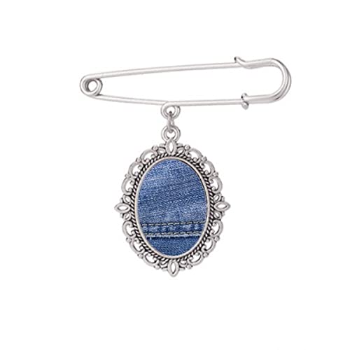 Broche en jean artisanale en tissu cowboy M pour robe haut de gamme