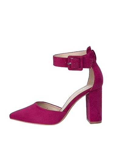 Rio Fiore Escarpins à Talons et Bride Cheville, Fuchsia, 8.5 cm Talon Bloc, Textile, Femme, 2062A-9-J-14 (40 EU)