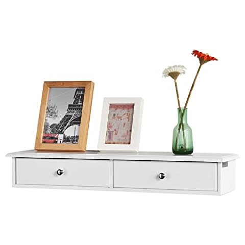 SoBuy FRG43-W Wandschrank Badezimmerschrank Hängeregal Wandregal Wandgarderobe mit 2 Schubladen Hängeschrank BHT ca thumbnail