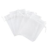 Fengirl Drawstring Organza Jewelry Pouches Wedding Party Christmas Favor Gift Candy Bag (4x6inch, White)